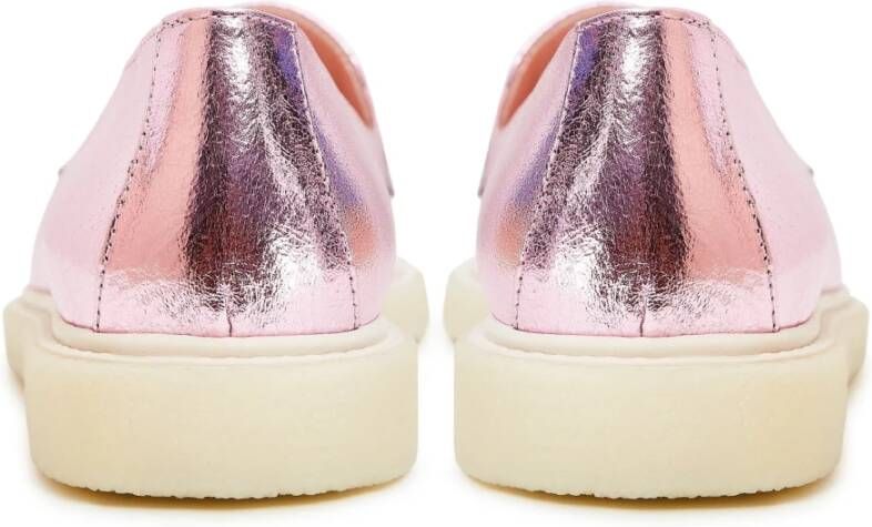 Cesare Gaspari Metallic Pink Loafers met Chunky Sole Pink Dames