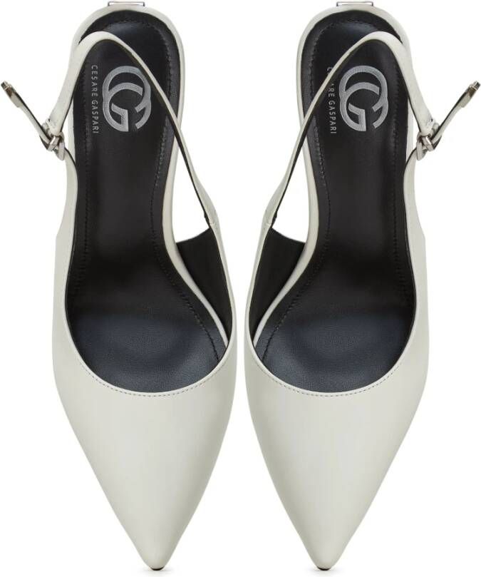 Cesare Gaspari Metallic Stiletto Heel Pumps Wit White Dames