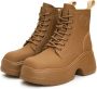 Cesare Gaspari Platform Enkellaarzen Beige Dames - Thumbnail 2