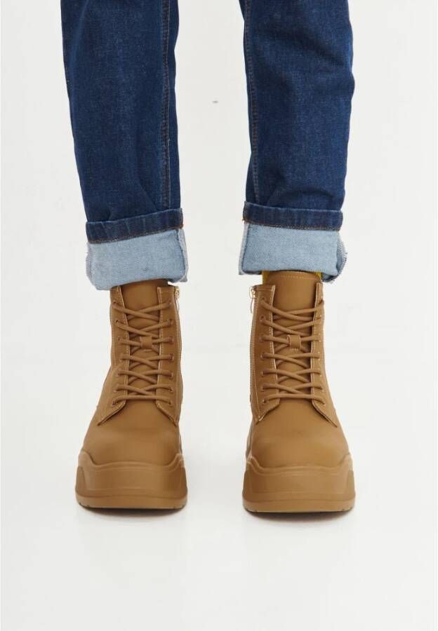 Cesare Gaspari Platform Enkellaarzen Beige Dames