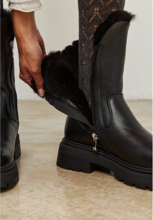 Cesare Gaspari Platform Enkellaarzen Black Dames