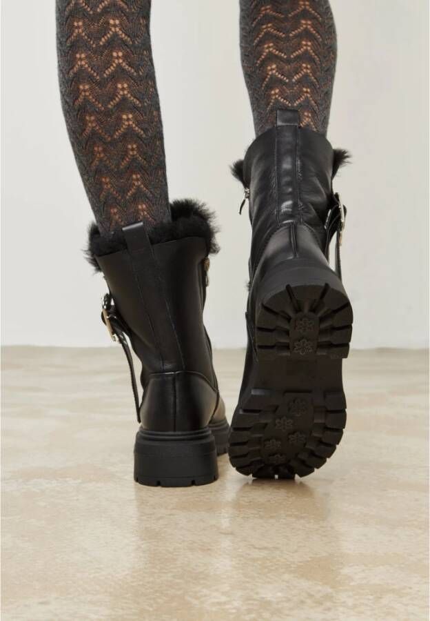 Cesare Gaspari Platform Enkellaarzen Black Dames