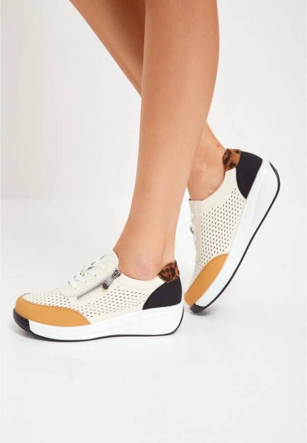 Cesare Gaspari Platform Leren Sneakers Bruin Multicolor Dames