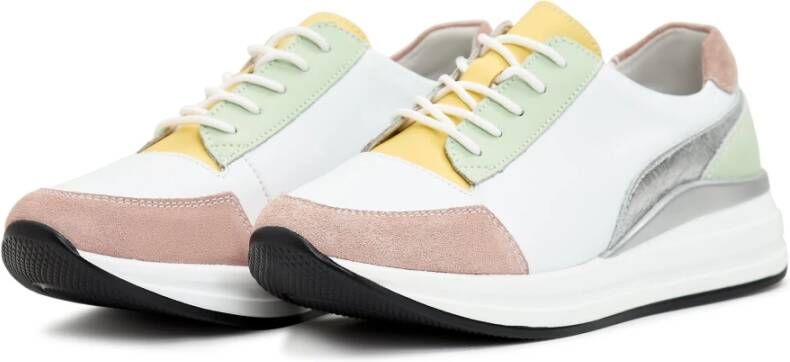Cesare Gaspari Platform Leren Sneakers Wit Multicolor Dames