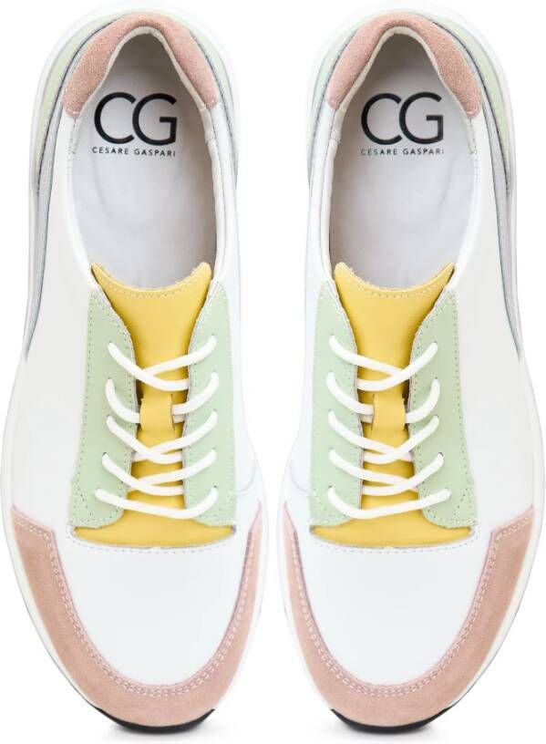 Cesare Gaspari Platform Leren Sneakers Wit Multicolor Dames