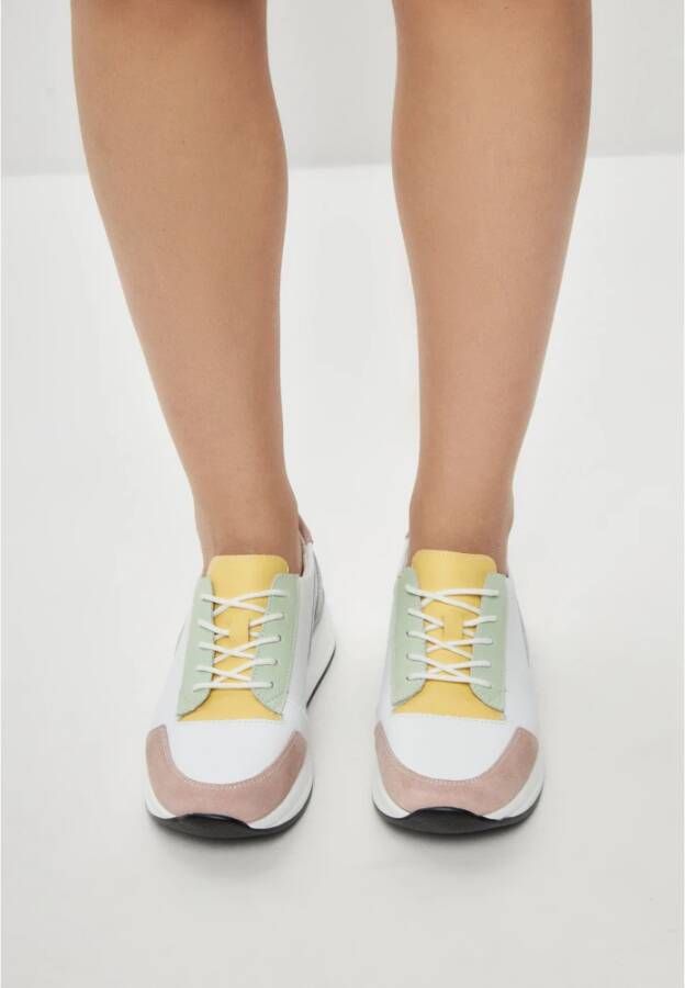 Cesare Gaspari Platform Leren Sneakers Wit Multicolor Dames