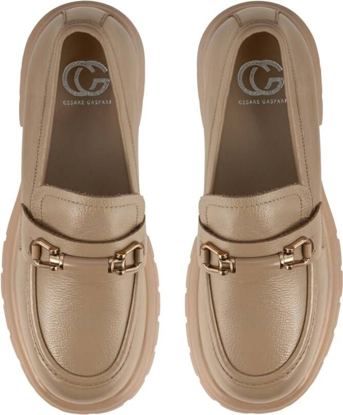 Cesare Gaspari Platform Loafers Beige Leer Beige Dames