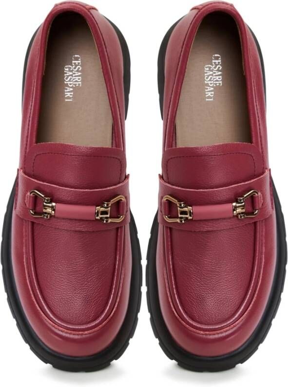 Cesare Gaspari Platform Loafers Bordeaux Red Dames