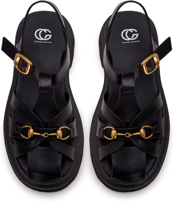 Cesare Gaspari Platform Sandalen Zwart Black Dames