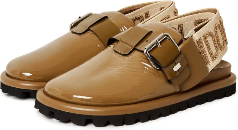 Cesare Gaspari Platform Slingback Slippers Renata Khaki Beige Dames