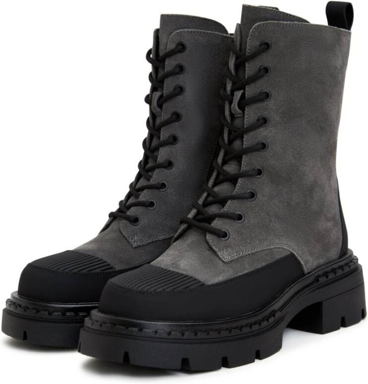 Cesare Gaspari Elegante Veterschoenen Enkellaarsjes Grijs Gray Dames