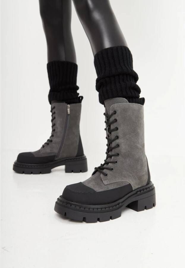 Cesare Gaspari Elegante Veterschoenen Enkellaarsjes Grijs Gray Dames