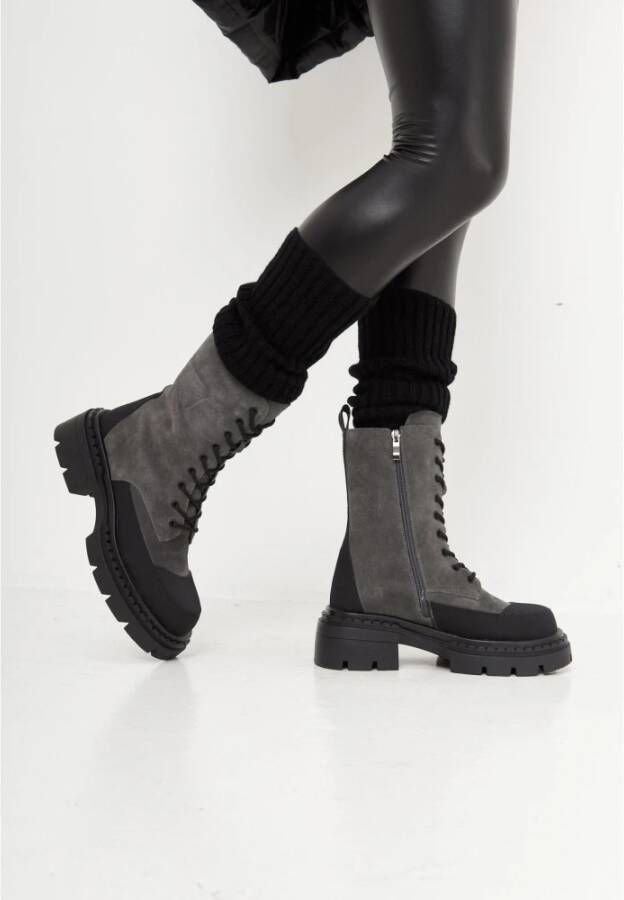 Cesare Gaspari Elegante Veterschoenen Enkellaarsjes Grijs Gray Dames