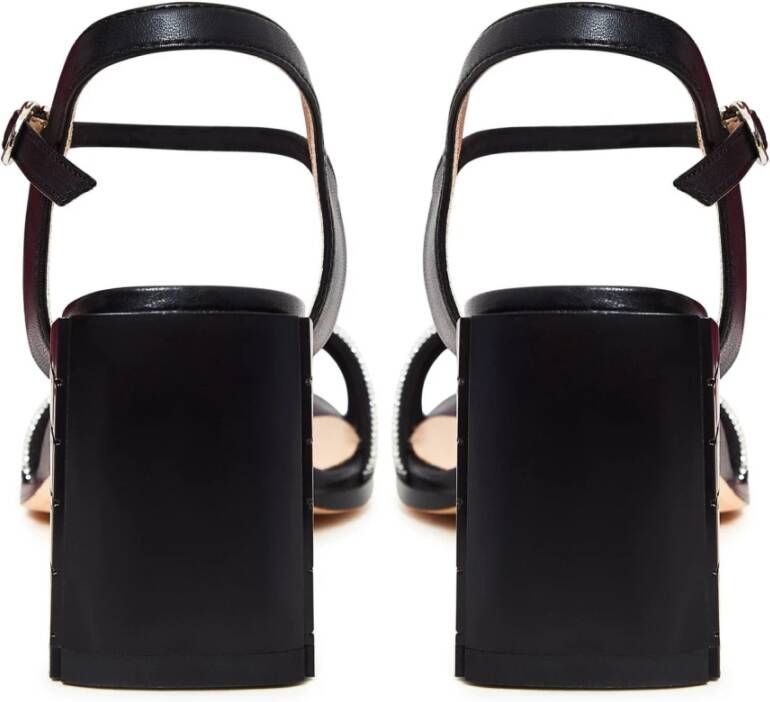 Cesare Gaspari Rhinestone Block Heel Sandals Black Dames