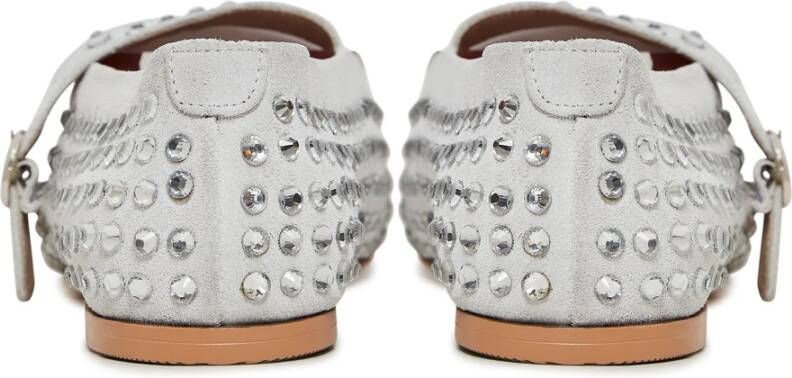 Cesare Gaspari Rhinestones Leren Ballerina's Zilver Gray Dames