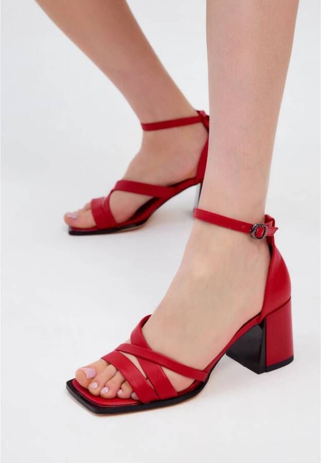 Cesare Gaspari Rode Blokhak Sandalen Red Dames