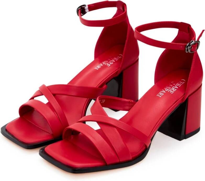 Cesare Gaspari Rode Blokhak Sandalen Red Dames