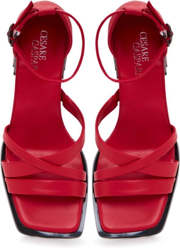 Cesare Gaspari Rode Blokhak Sandalen Red Dames