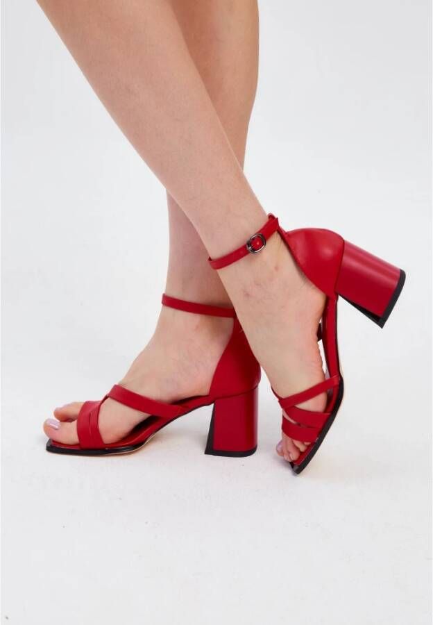 Cesare Gaspari Rode Blokhak Sandalen Red Dames