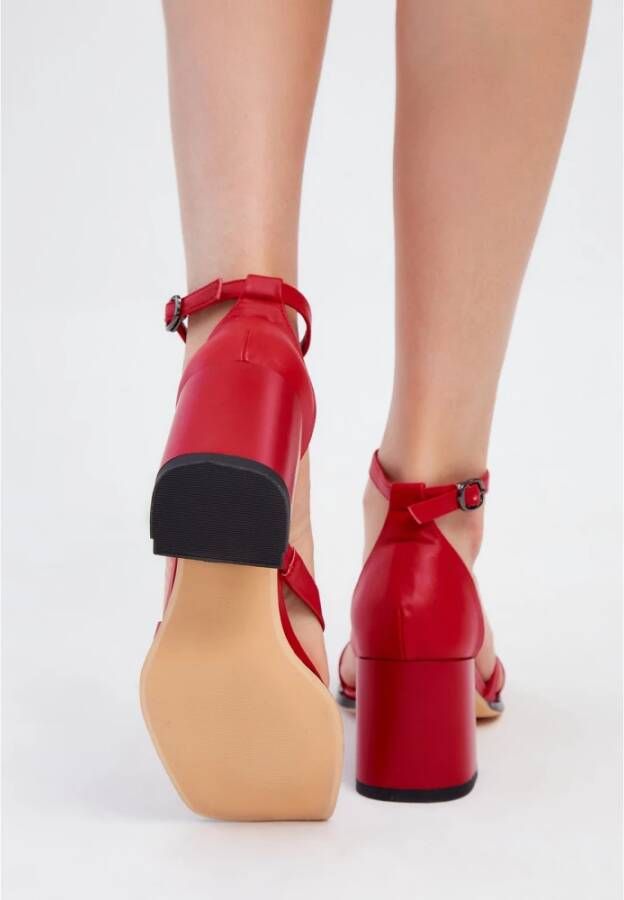 Cesare Gaspari Rode Blokhak Sandalen Red Dames