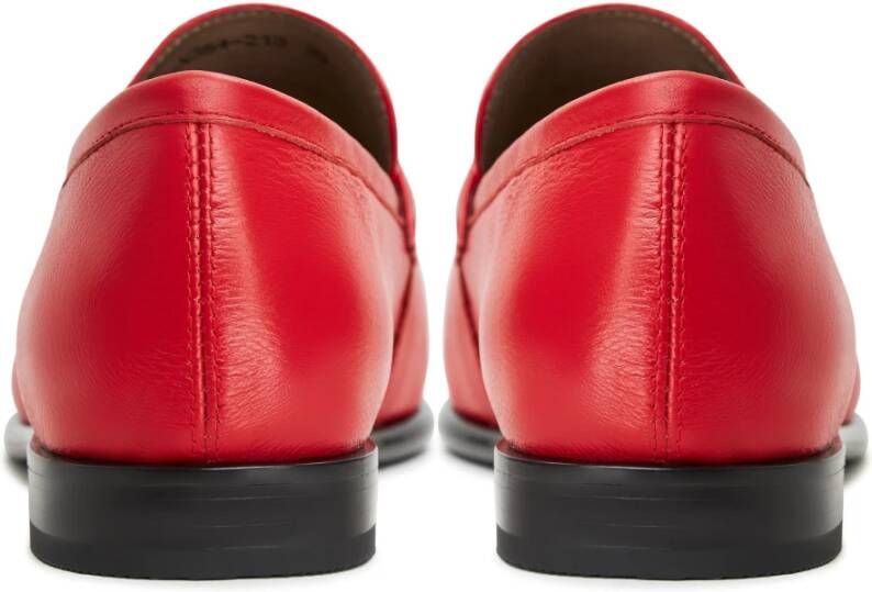 Cesare Gaspari Rode leren blokhak loafers Red Dames