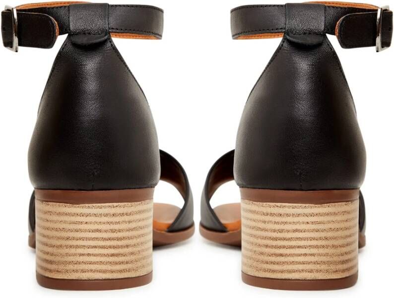Cesare Gaspari Sandalettes met blokhak Zwart Black Dames