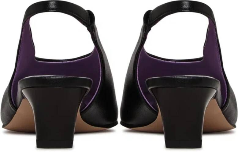 Cesare Gaspari Slingback Hakken met Vierkante Neus Zwart