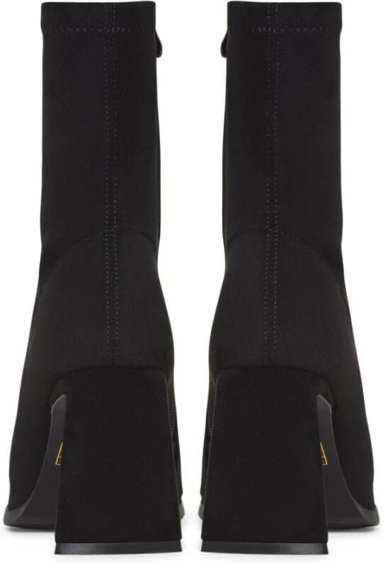 Cesare Gaspari Casual Suède Blokhak Enkellaarsjes Zwart Black Dames