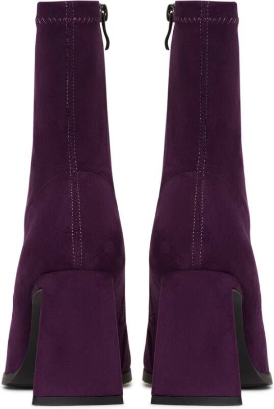 Cesare Gaspari Casual Suède Blokhak Enkellaarsjes Paars Purple Dames