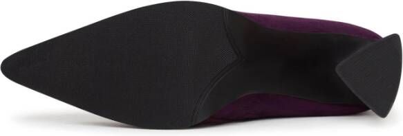 Cesare Gaspari Casual Suède Blokhak Enkellaarsjes Paars Purple Dames
