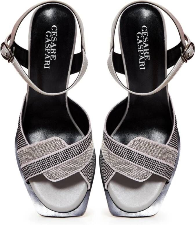 Cesare Gaspari Stijlvolle Hoge Hak Sandalen Gray Dames