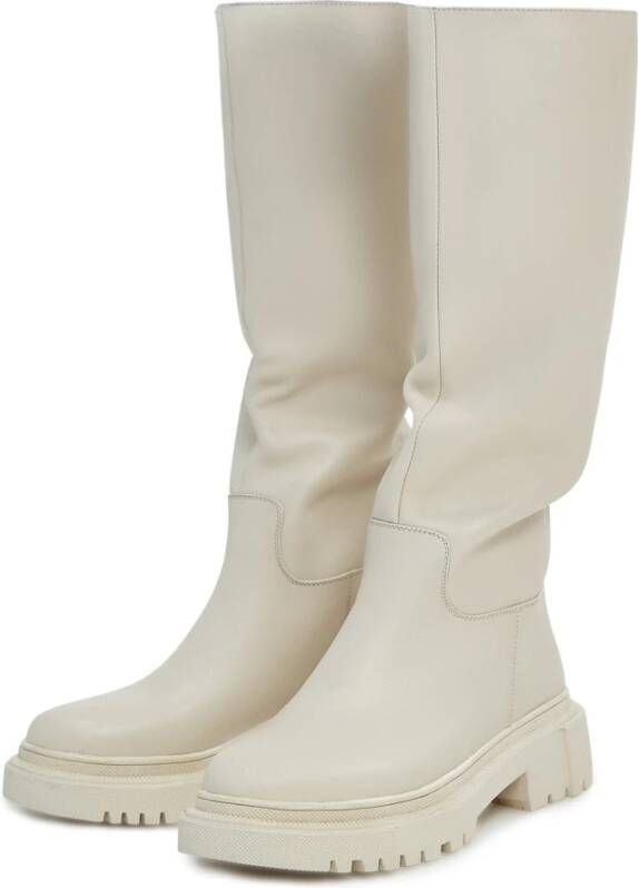 Cesare Gaspari Kniehoge lederen laarzen Beige Dames
