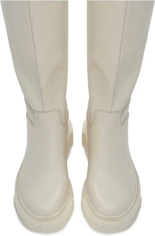 Cesare Gaspari Kniehoge lederen laarzen Beige Dames
