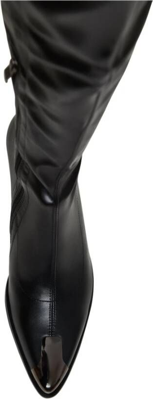 Cesare Gaspari Stijlvolle kniehoge leren laarzen Black Dames