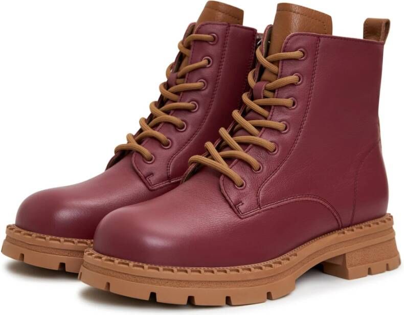 Cesare Gaspari Stijlvolle Leather Lace-up Ankle Boots Red Dames