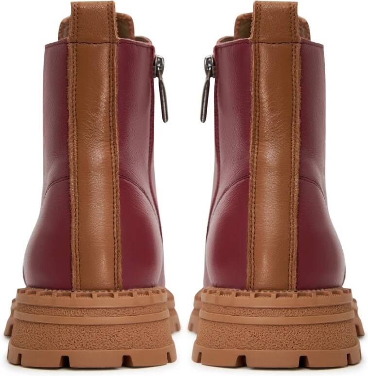 Cesare Gaspari Stijlvolle Leather Lace-up Ankle Boots Red Dames