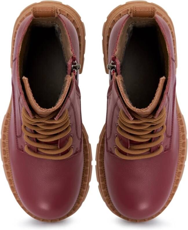 Cesare Gaspari Stijlvolle Leather Lace-up Ankle Boots Red Dames