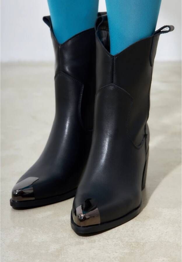 Cesare Gaspari Stijlvolle Leren Cowboy Laarzen Black Dames