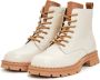 Cesare Gaspari Leren Veterschoenen Enkellaarsjes Off White - Thumbnail 3