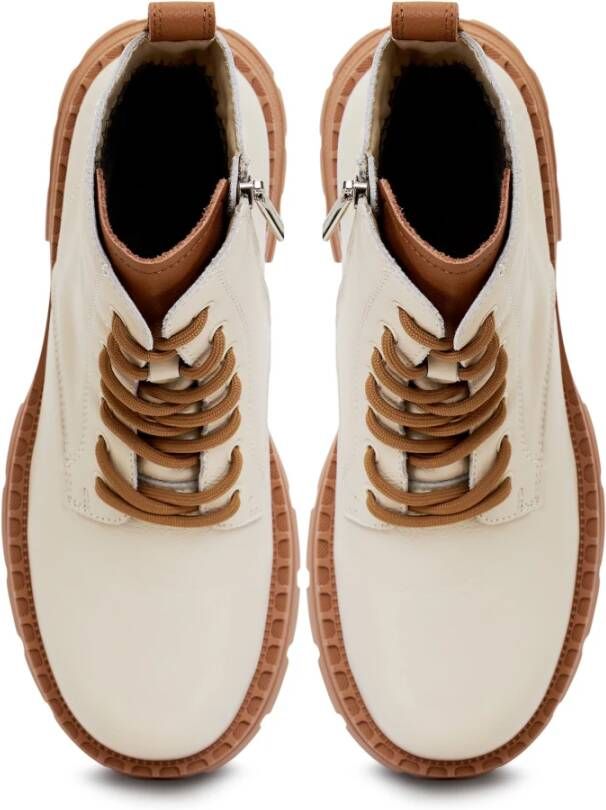Cesare Gaspari Stijlvolle Leren Enkellaarzen Beige Dames