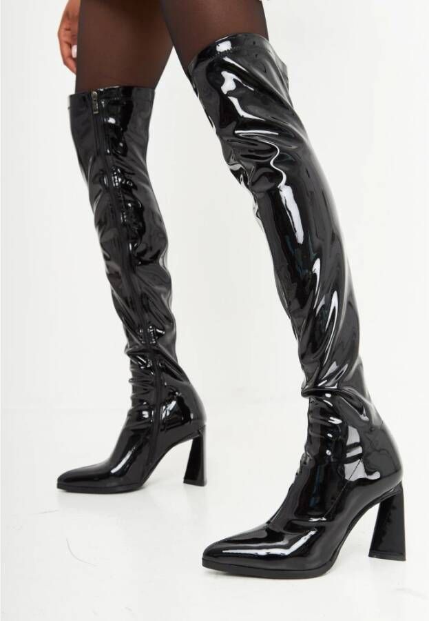 Cesare Gaspari Stijlvolle Over De Knie Laarzen Zwart Black Dames