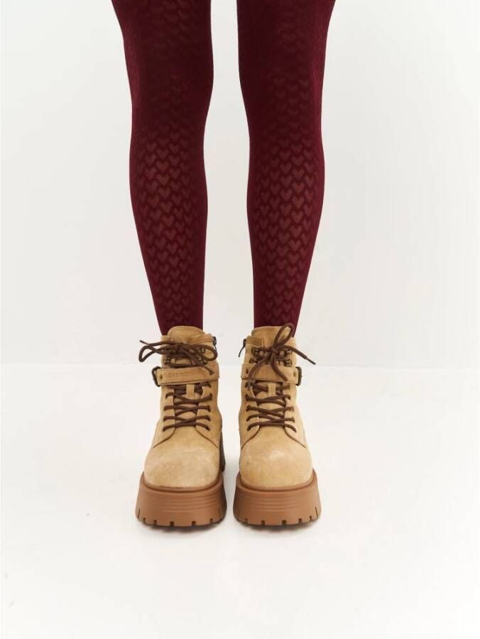 Cesare Gaspari Stijlvolle Platform Enkellaarzen Beige Dames