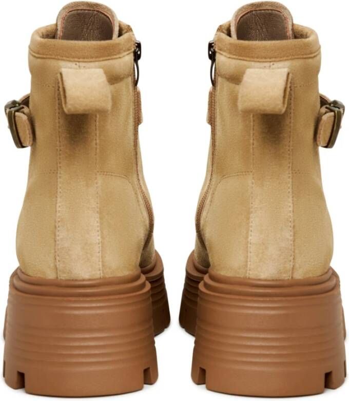 Cesare Gaspari Stijlvolle Platform Enkellaarzen Beige Dames
