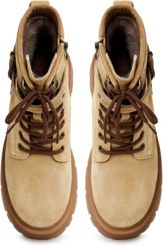 Cesare Gaspari Stijlvolle Platform Enkellaarzen Beige Dames