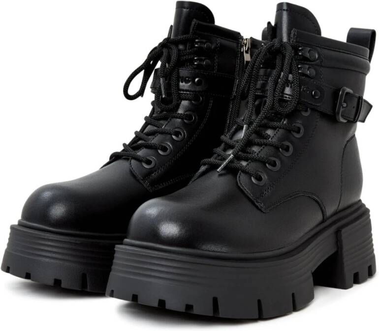 Cesare Gaspari Elegante Platform Enkellaarzen Zwart Black Dames
