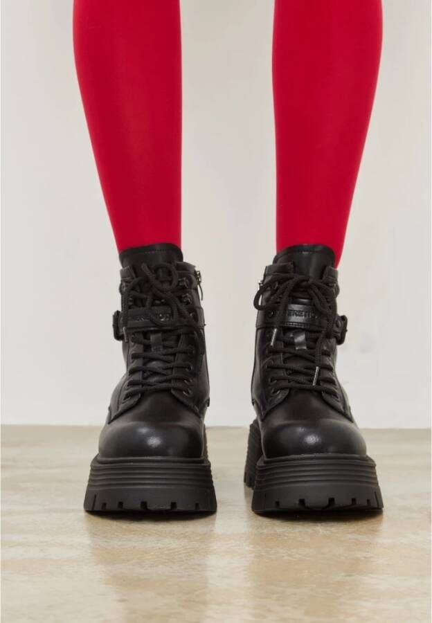 Cesare Gaspari Elegante Platform Enkellaarzen Zwart Black Dames
