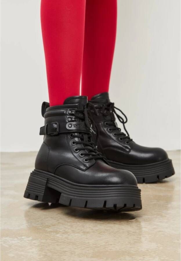 Cesare Gaspari Elegante Platform Enkellaarzen Zwart Black Dames