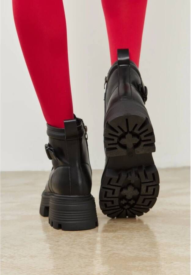 Cesare Gaspari Elegante Platform Enkellaarzen Zwart Black Dames
