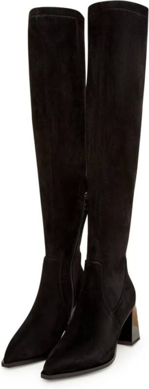 Cesare Gaspari Stijlvolle Suede Over-de-Knie Laarzen Black Dames