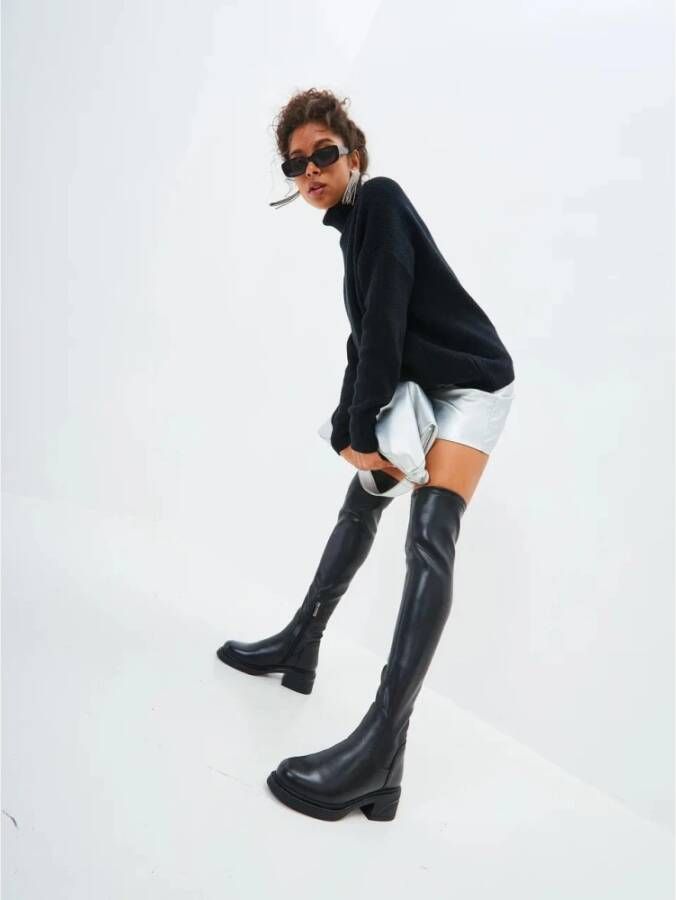Cesare Gaspari Chique Suède Overknee Laarzen Black Dames